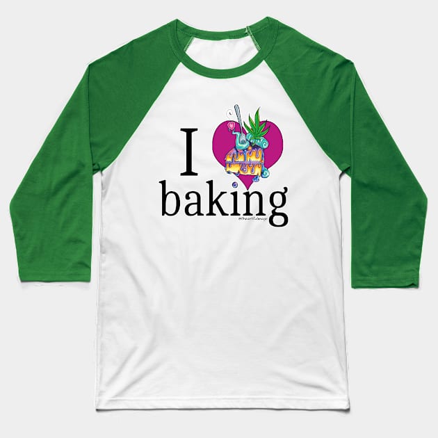 I Heart Baking (Space Cake Version) Baseball T-Shirt by Artful Magic Shop